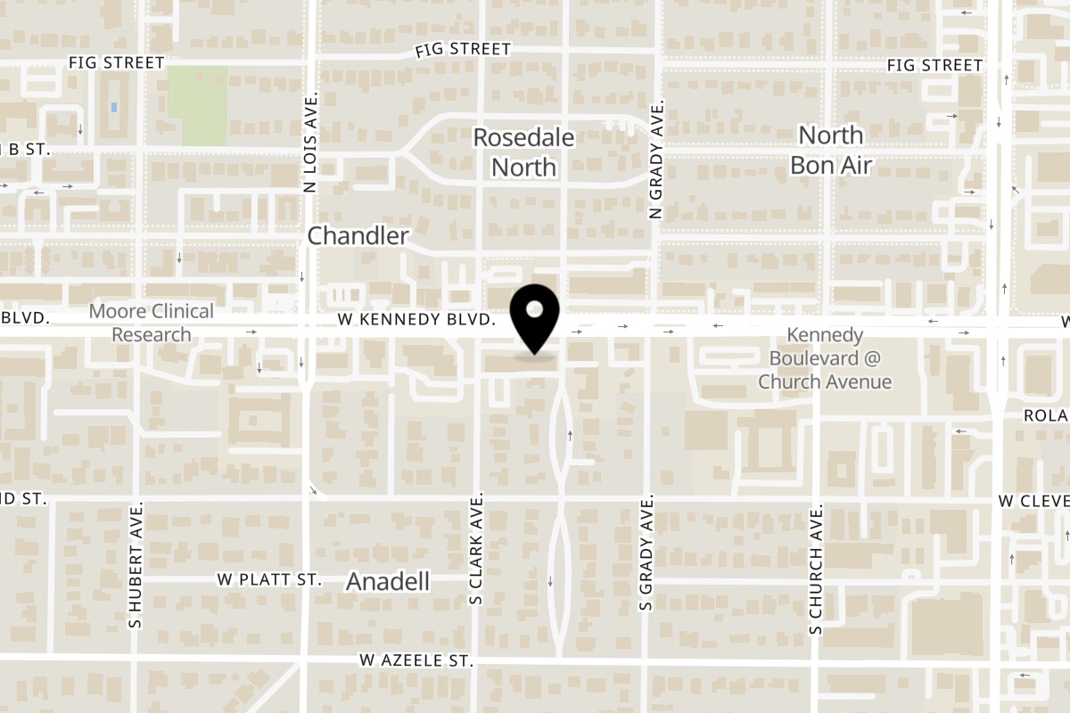 Map showing the location of Paul's Fusion Kitchen on 4034 W Kennedy Blvd in Tampa